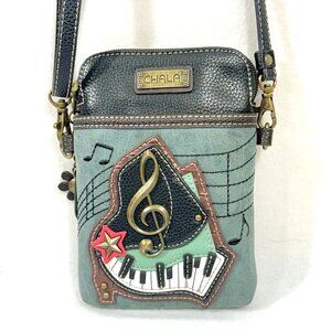 Chala Crossbody Faux Leather Vegan Cell Phone Purse w/Musical Theme